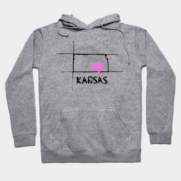 Love Kansas State Sketch USA Art Design Hoodie by DimDom